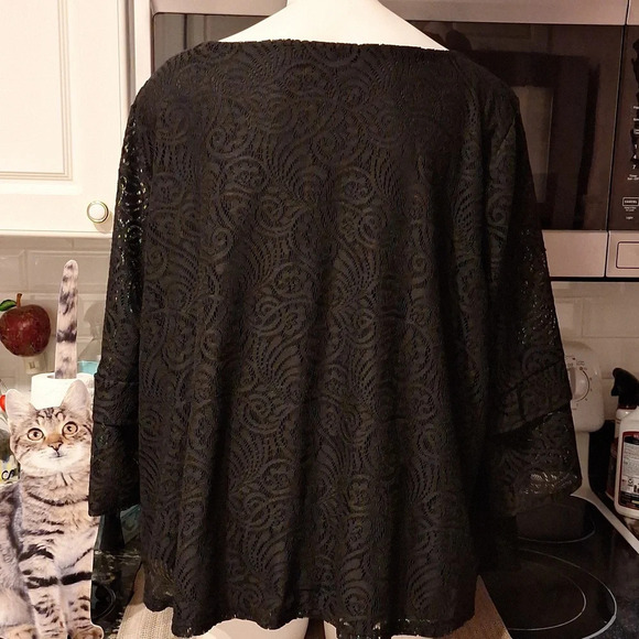 C womens Always Indigo solid black stretch lined plus size top 3X NWT - Picture 2 of 6